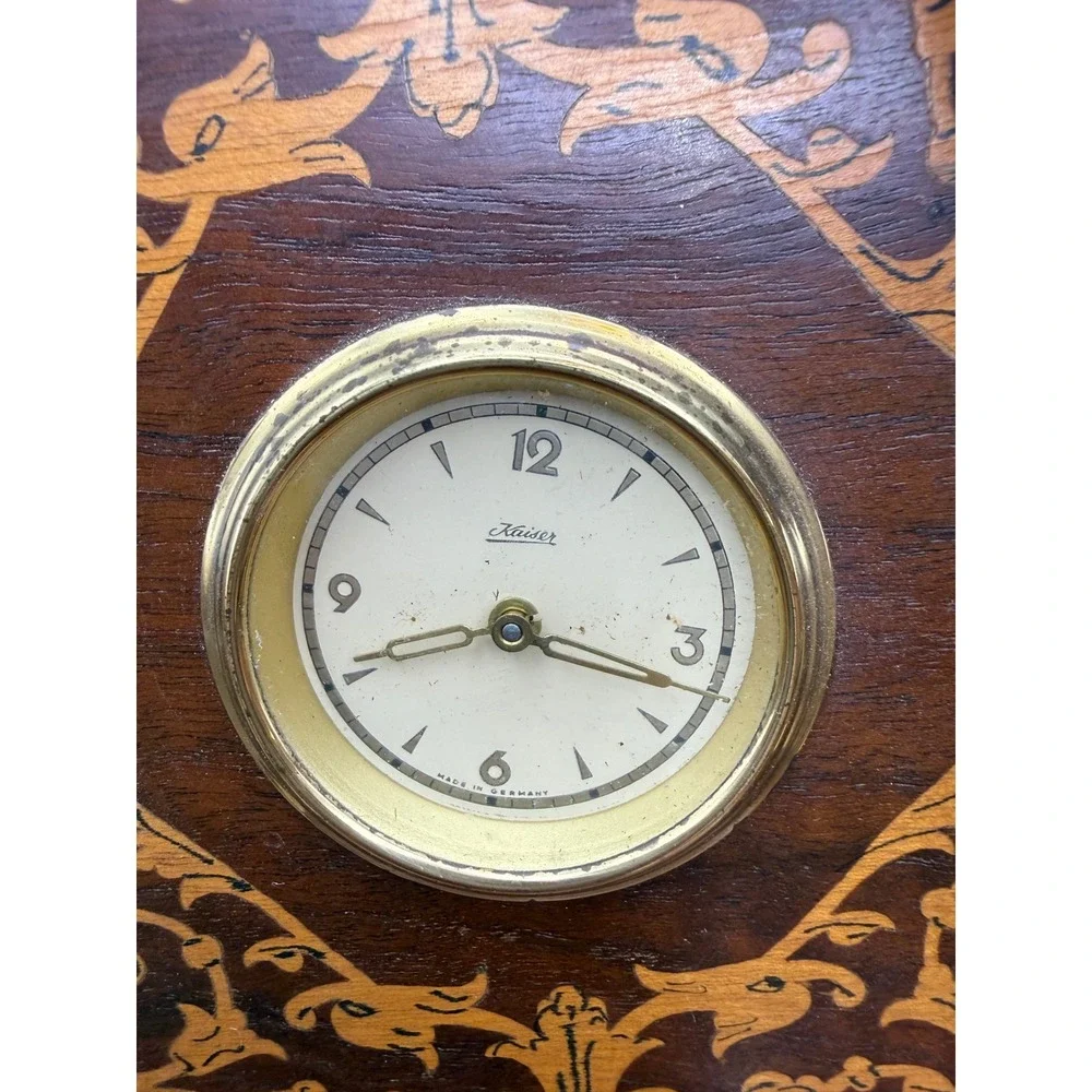 VTG Italarts Sorrento Inlaid Wood Clock Kaiser Wind Up Italy Decor Parts Repair